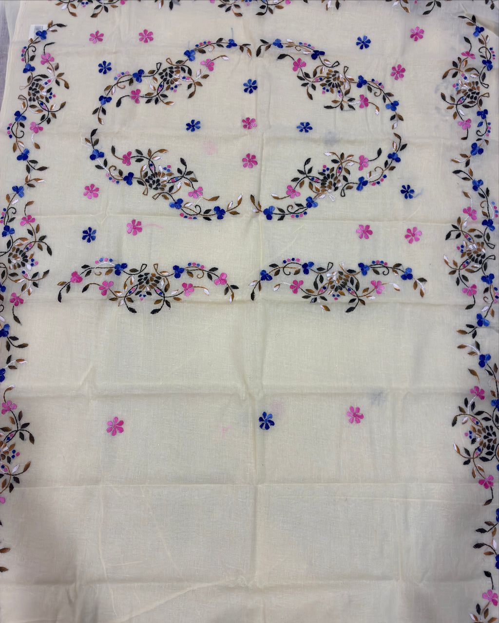 Light Yellow Organdi Stitch Cotton Saree