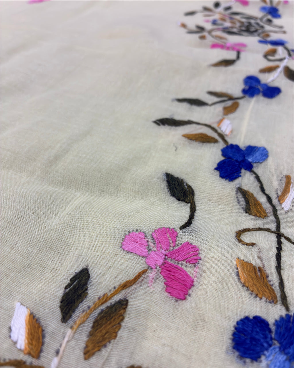 Light Yellow Organdi Stitch Cotton Saree