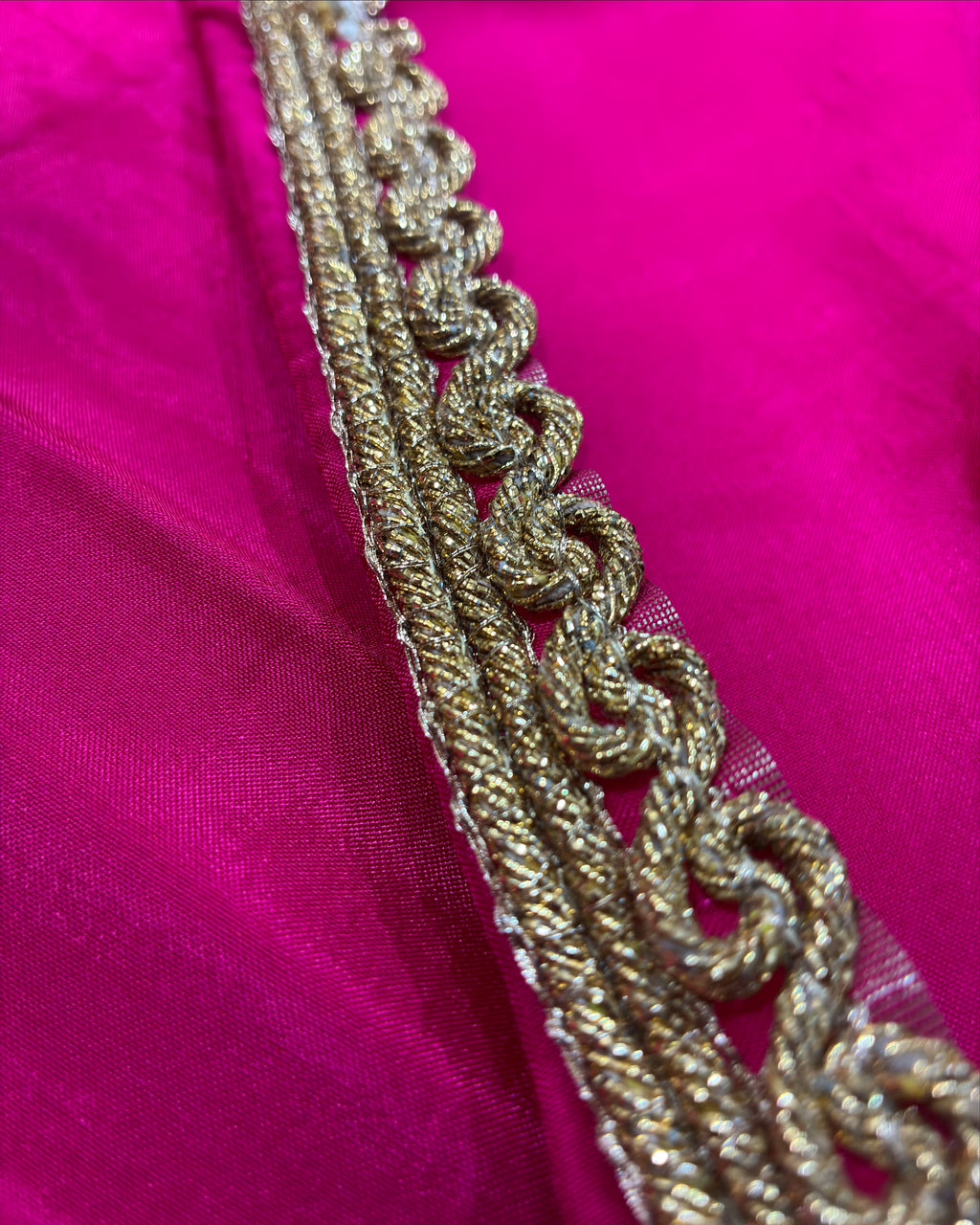Magenta Saree with Golden Designer Lace