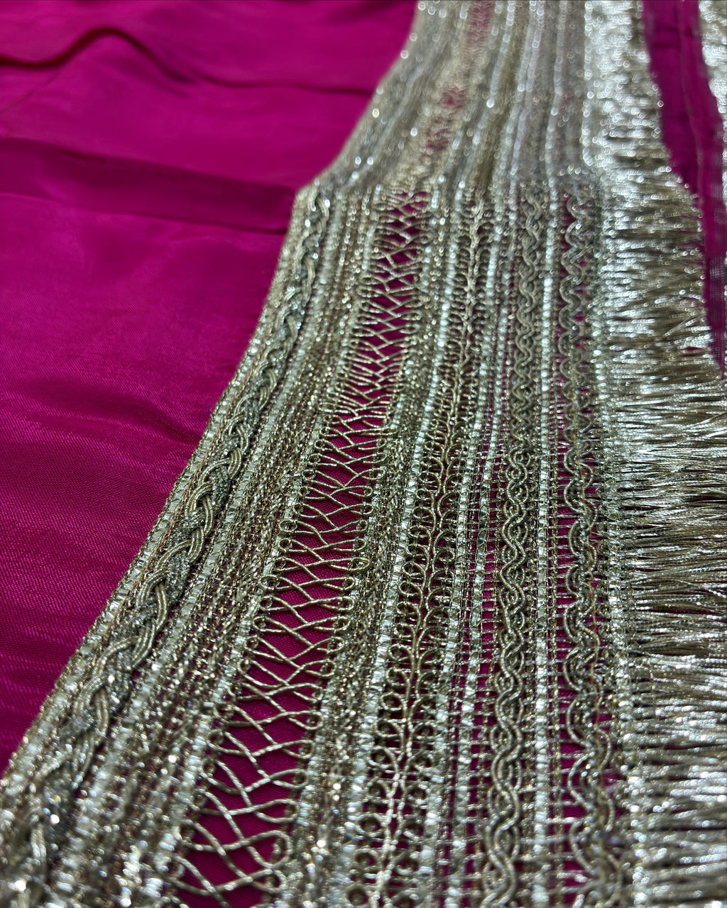 Magenta Saree with Broad Golden Lace