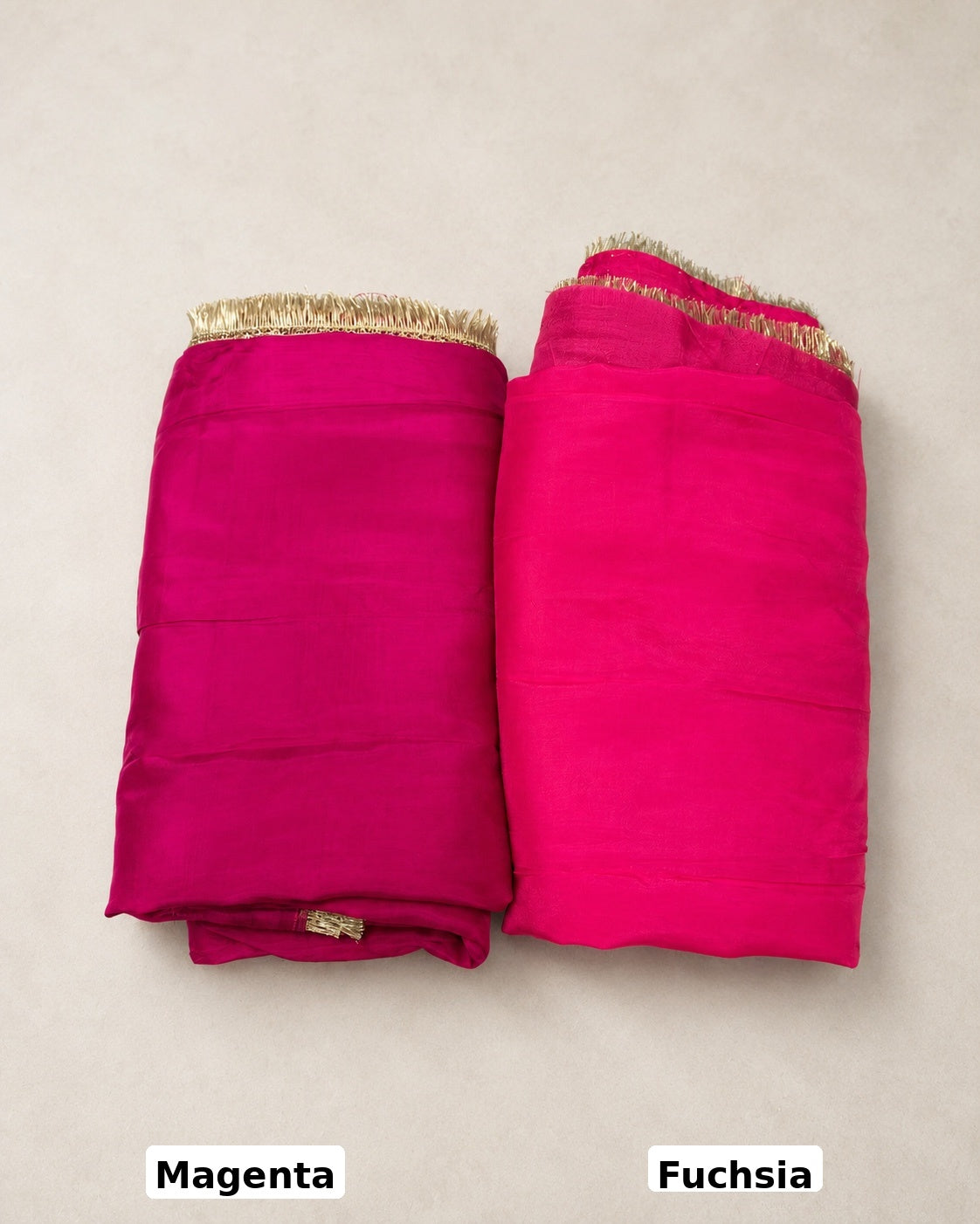 Bright Fuchsia Saree with Broad Golden Lace