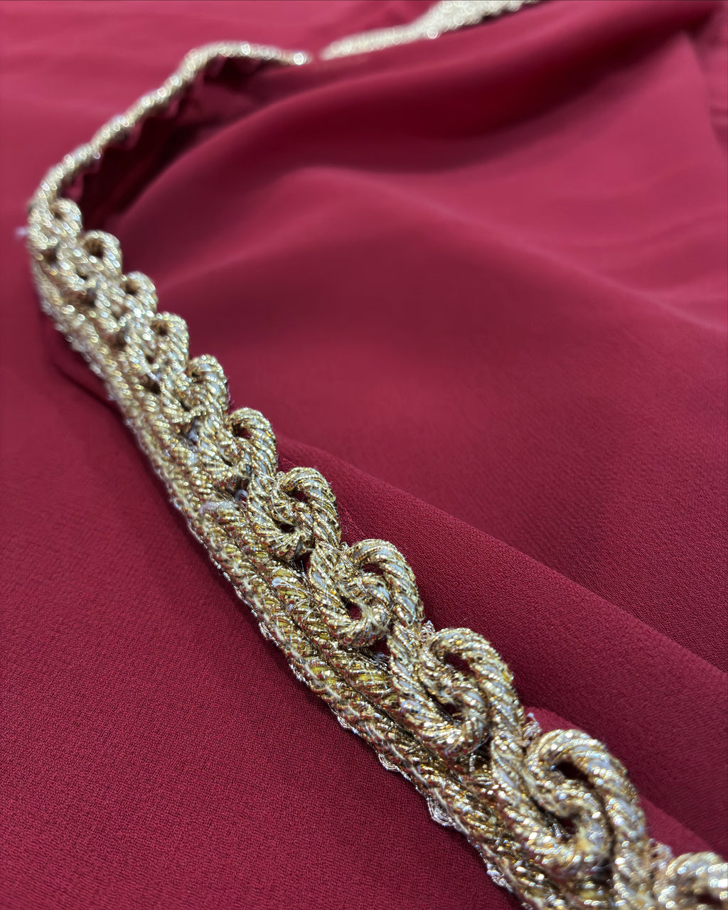 Maroon Georgette Saree with Golden Border