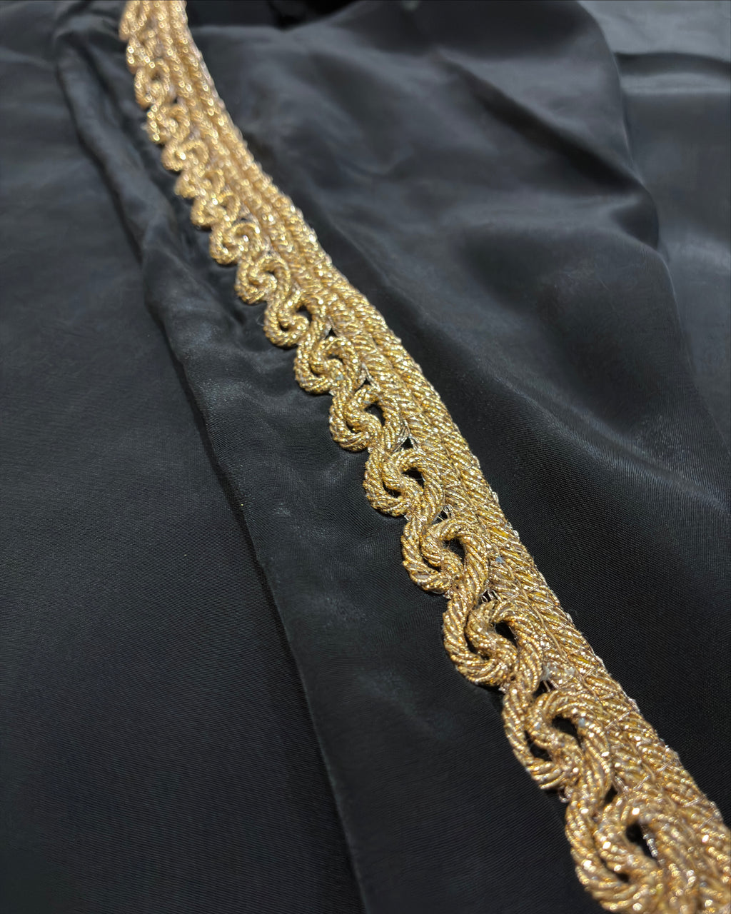 Classic Black Crepe Saree with Gold Zari Border