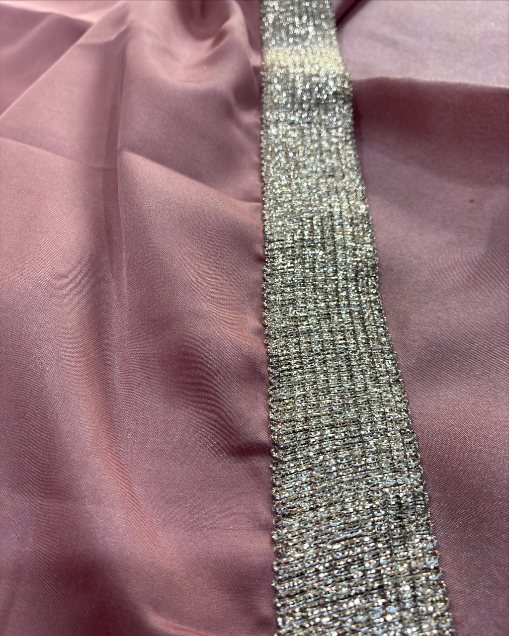 Dusty Rose Satin Saree with Broad Lace