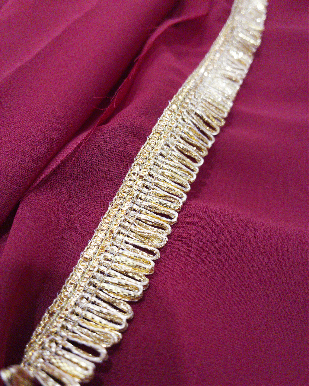 Maroon Georgette Saree with Golden Border
