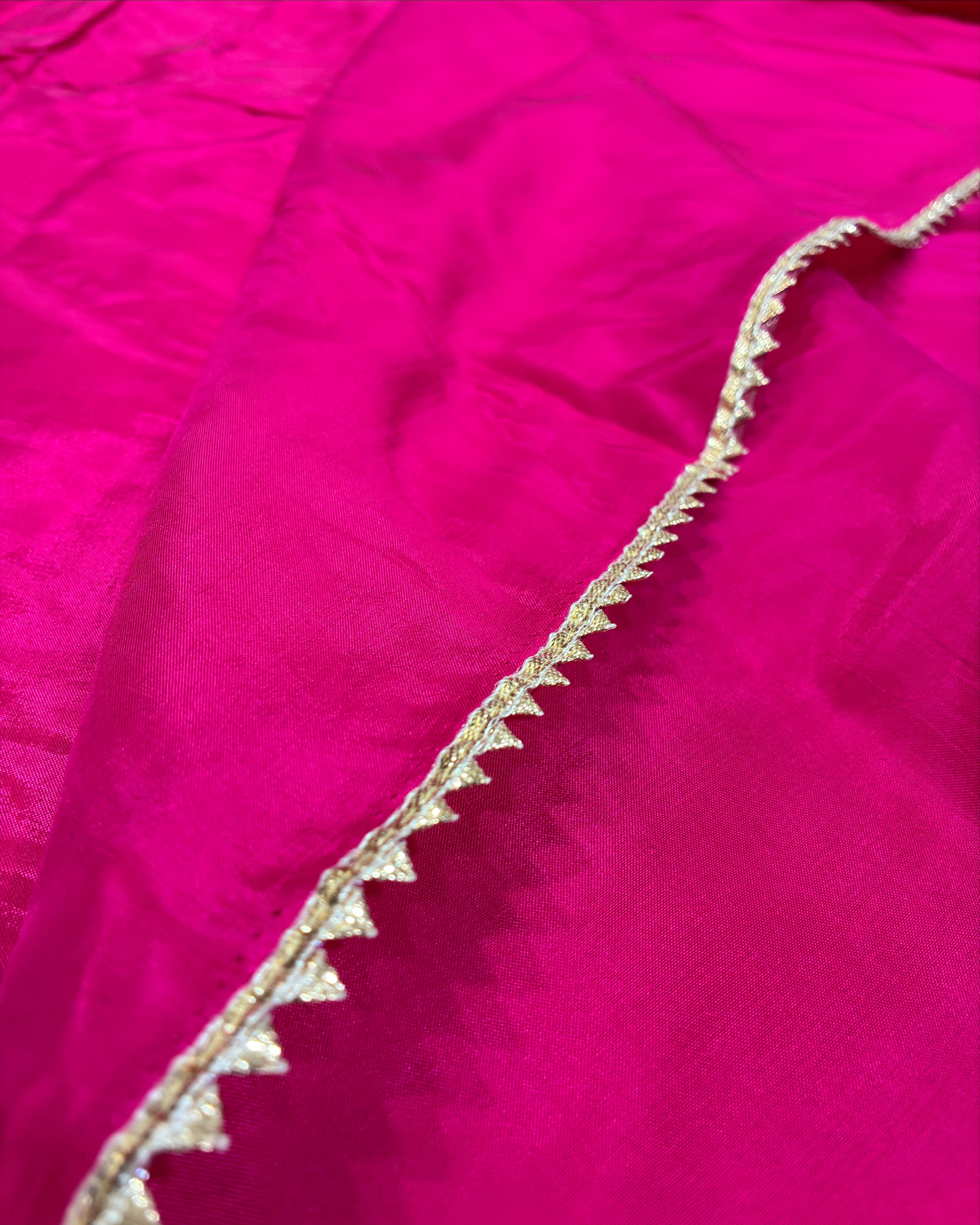 Magenta Saree with Gotta & Cowrie Shell Lace