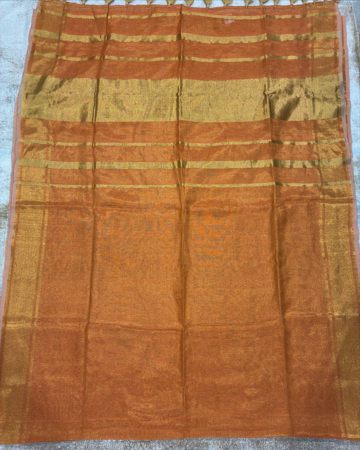 Orange Linen Tissue Saree