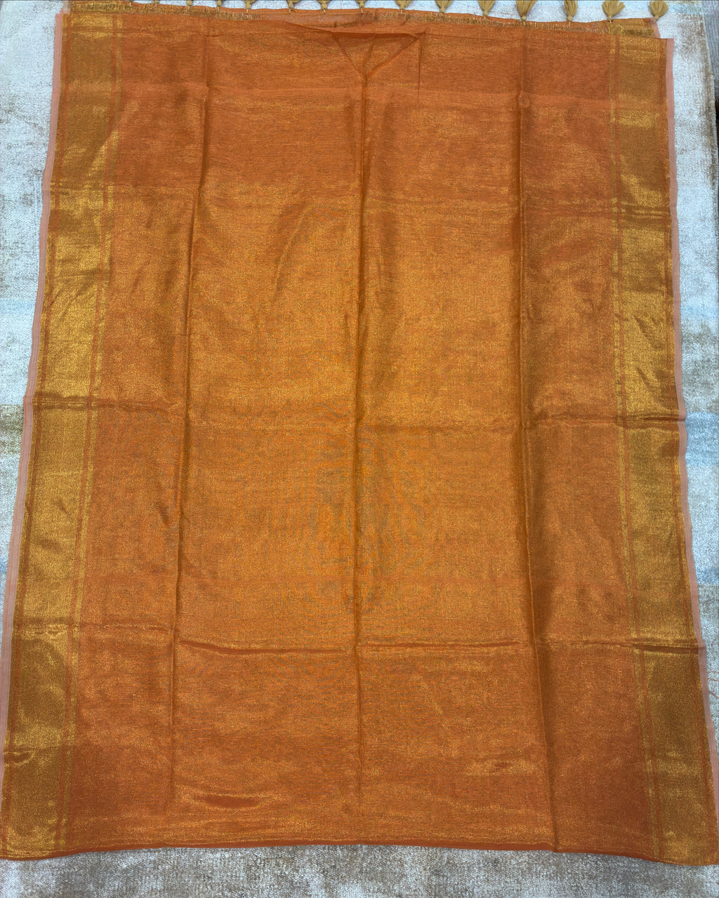Orange Linen Tissue Saree