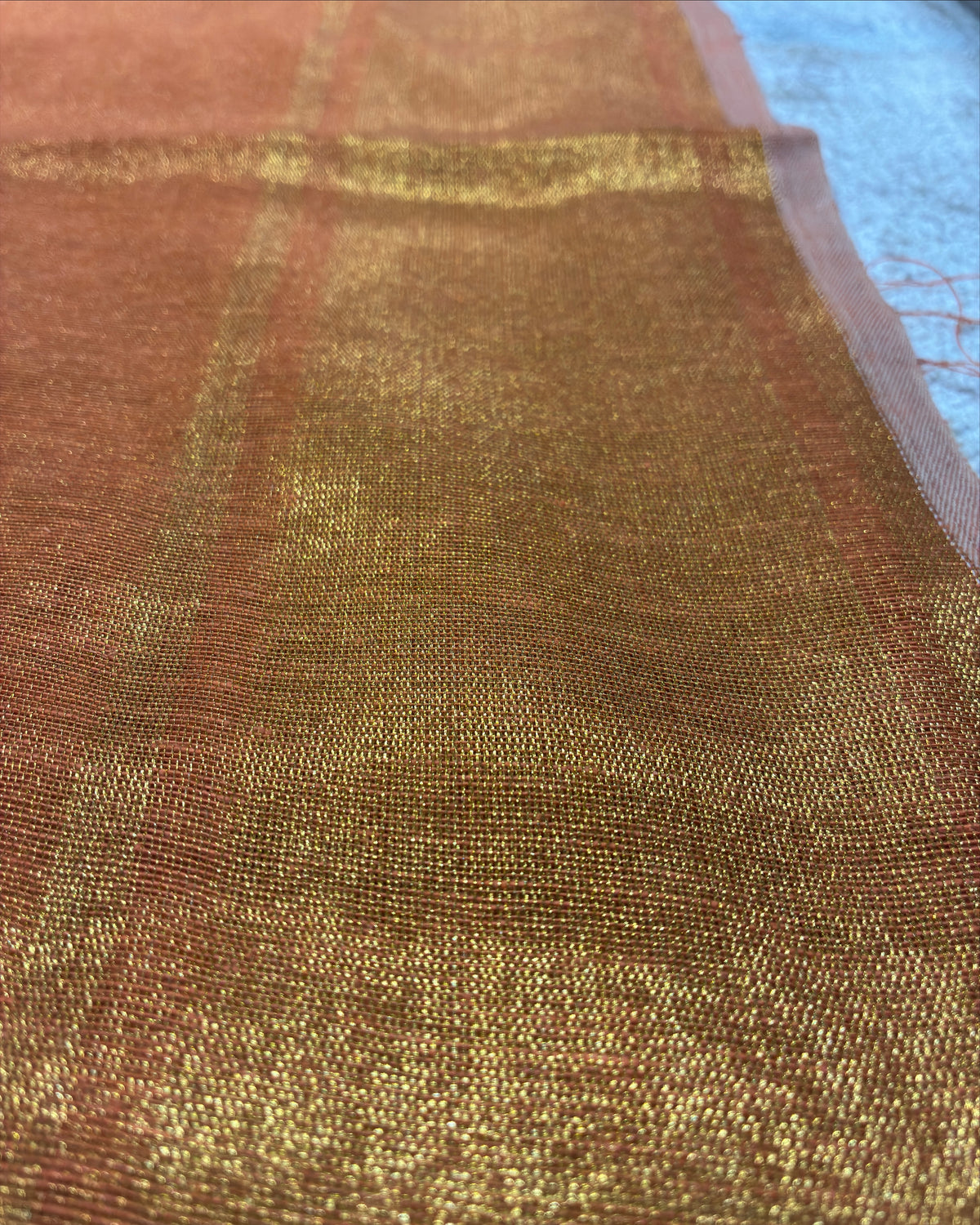 Orange Linen Tissue Saree