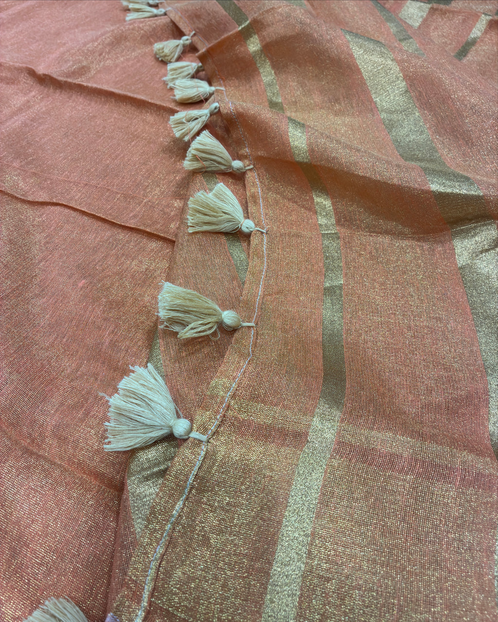 Orange Linen Tissue Saree