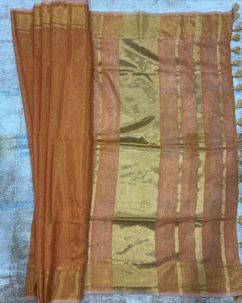 Orange Linen Tissue Saree