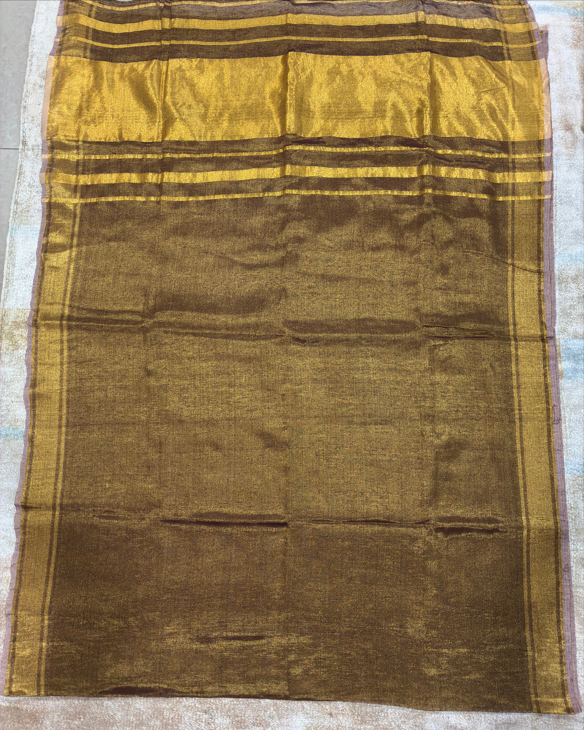 Bronze Linen Tissue Saree