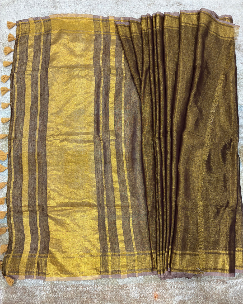 Bronze Linen Tissue Saree