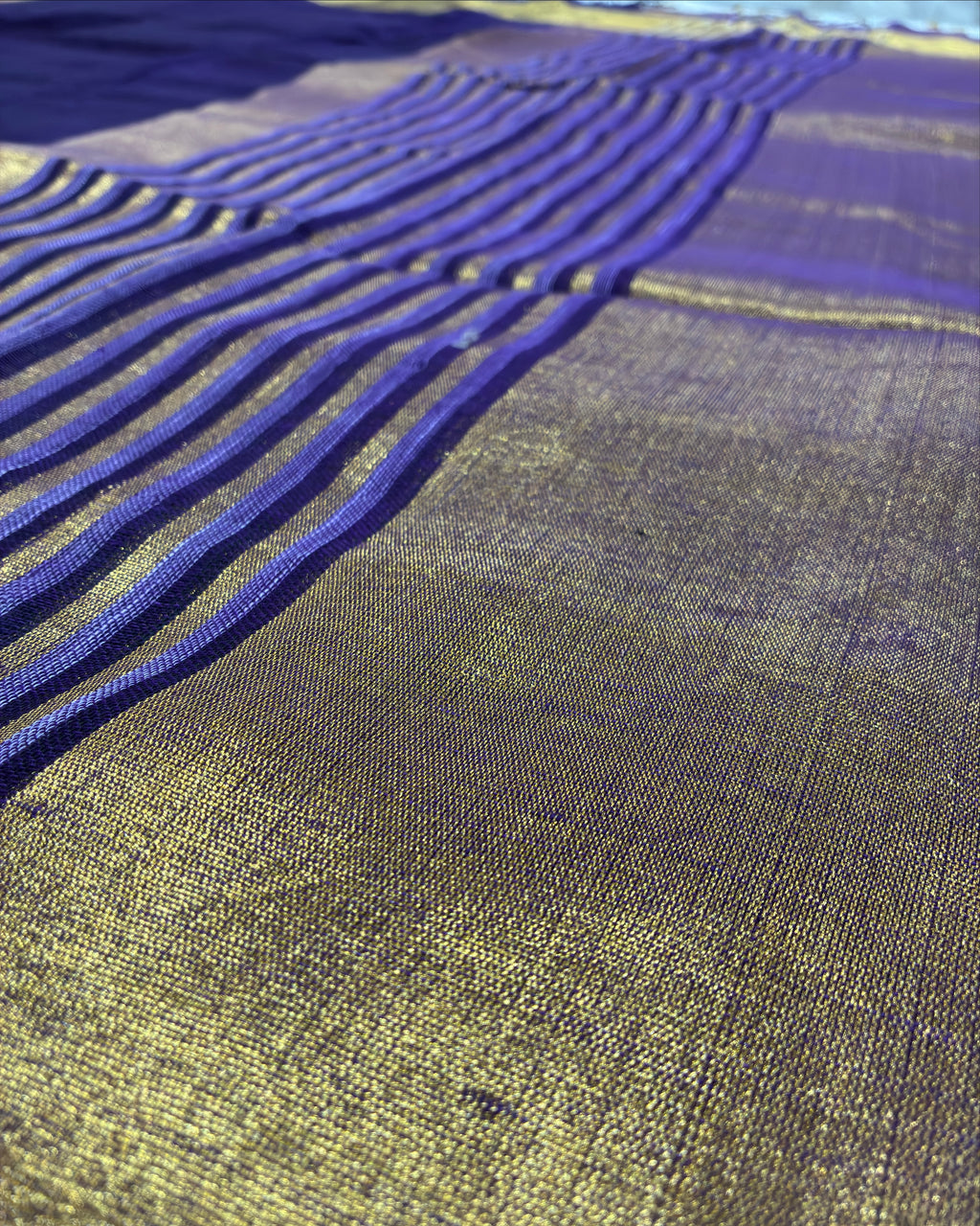 Purple Gold Linen Tissue Saree