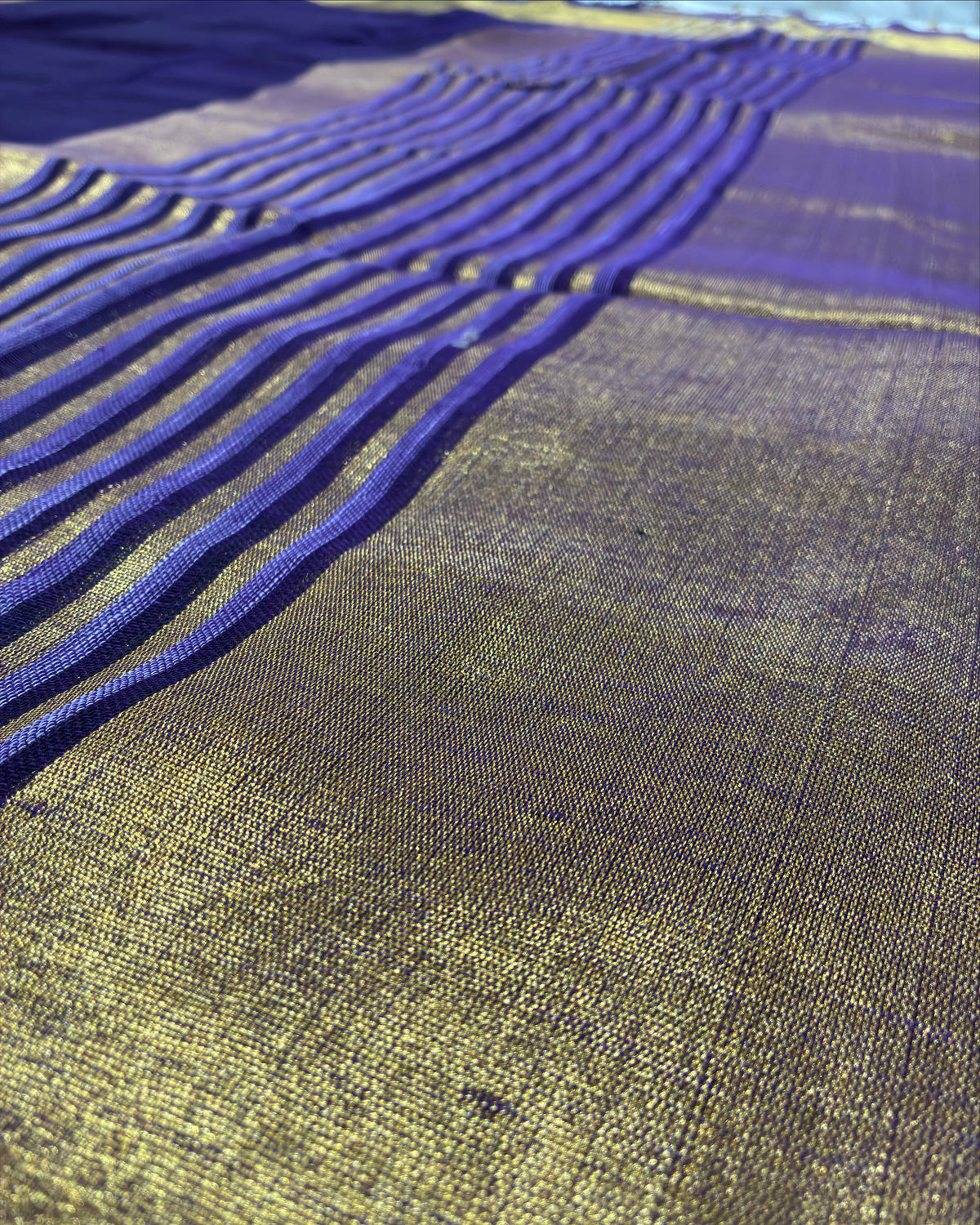 Purple Gold Linen Tissue Saree