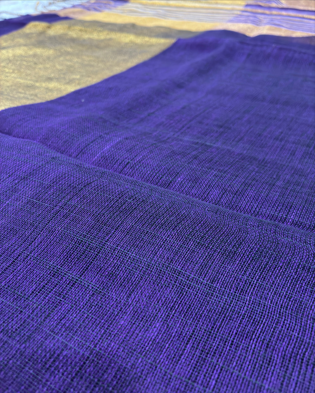 Purple Gold Linen Tissue Saree