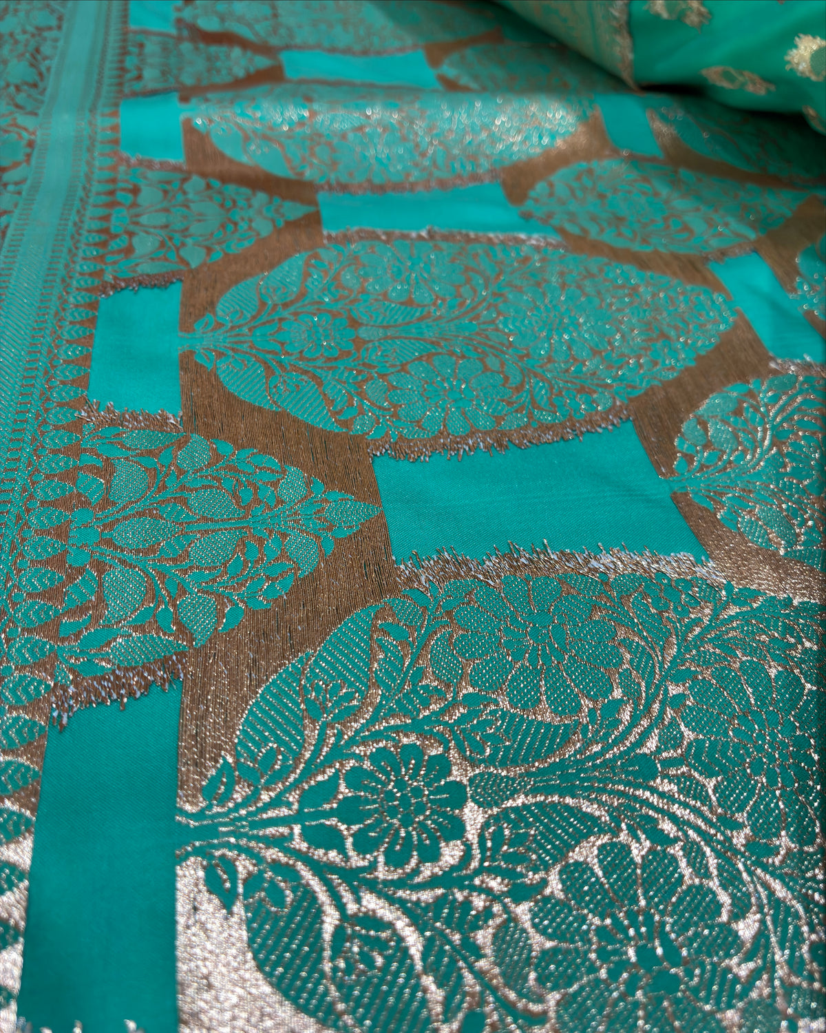 Aqua Green Banarasi Zari Work Saree