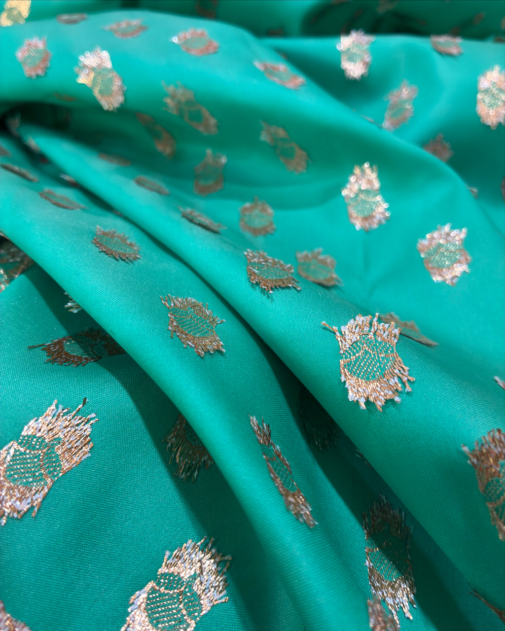 Aqua Green Banarasi Zari Work Saree