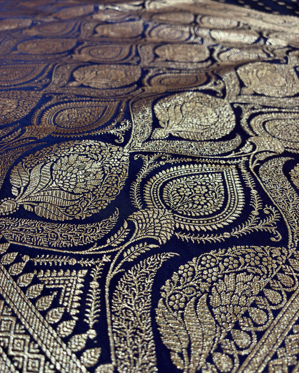 Dark Blue Banarasi Zari Work Saree