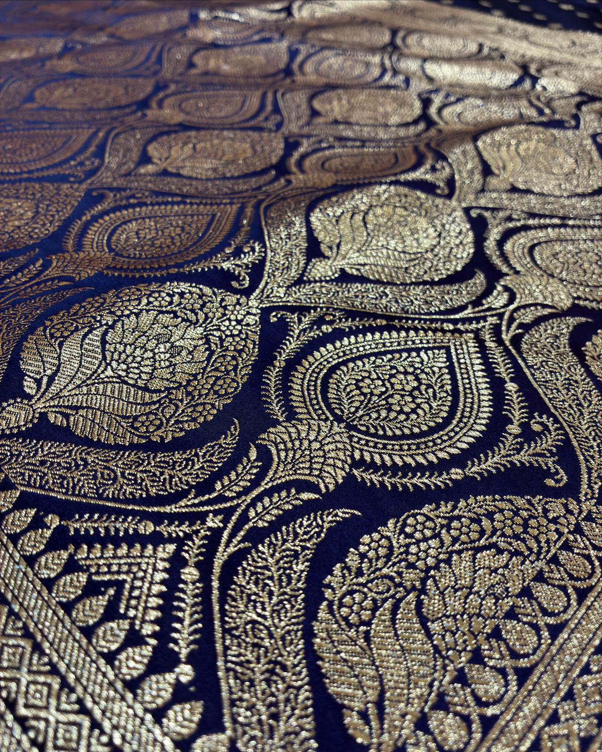 Dark Blue Banarasi Zari Work Saree