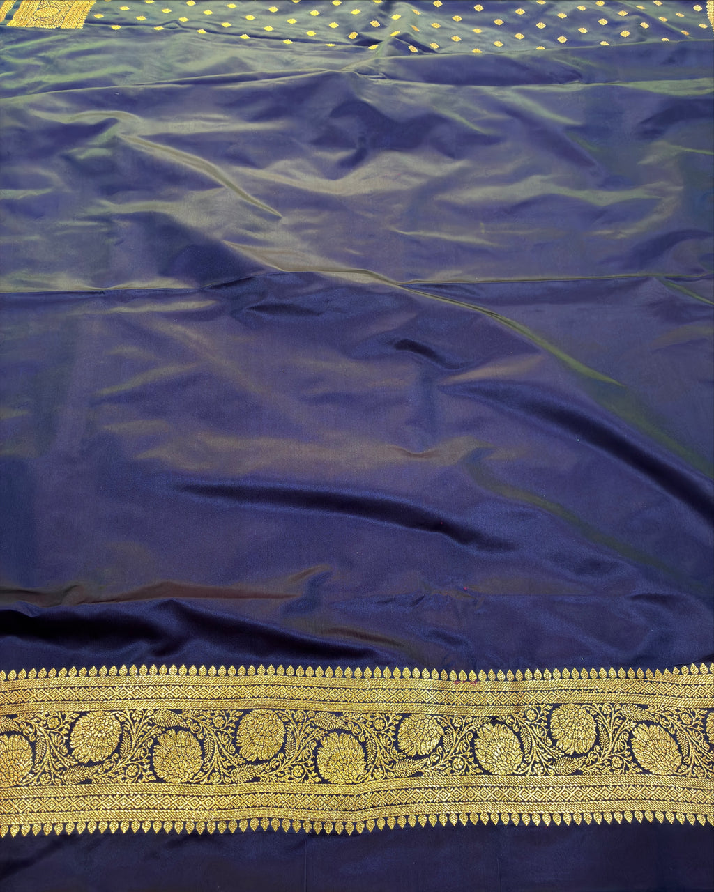 Dark Blue Banarasi Zari Work Saree