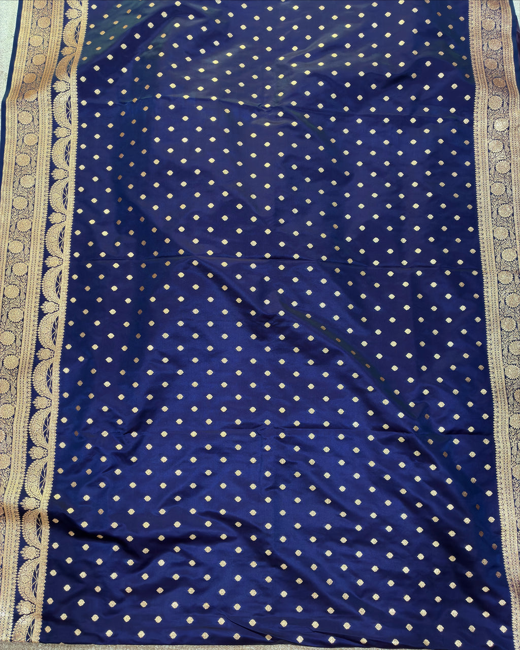 Dark Blue Banarasi Zari Work Saree