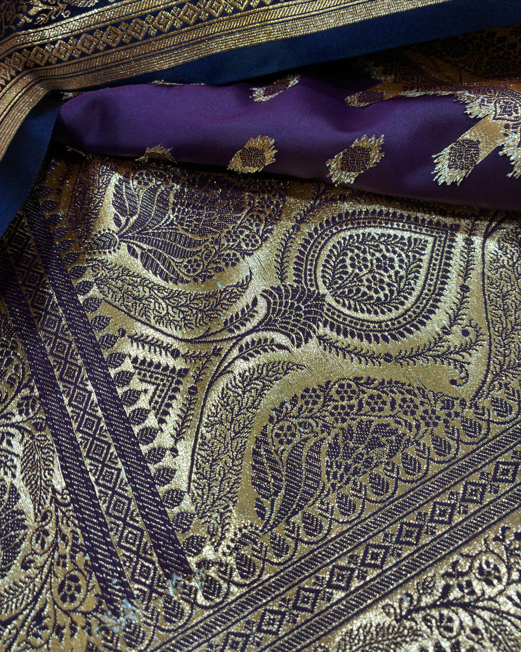 Dark Blue Banarasi Zari Work Saree