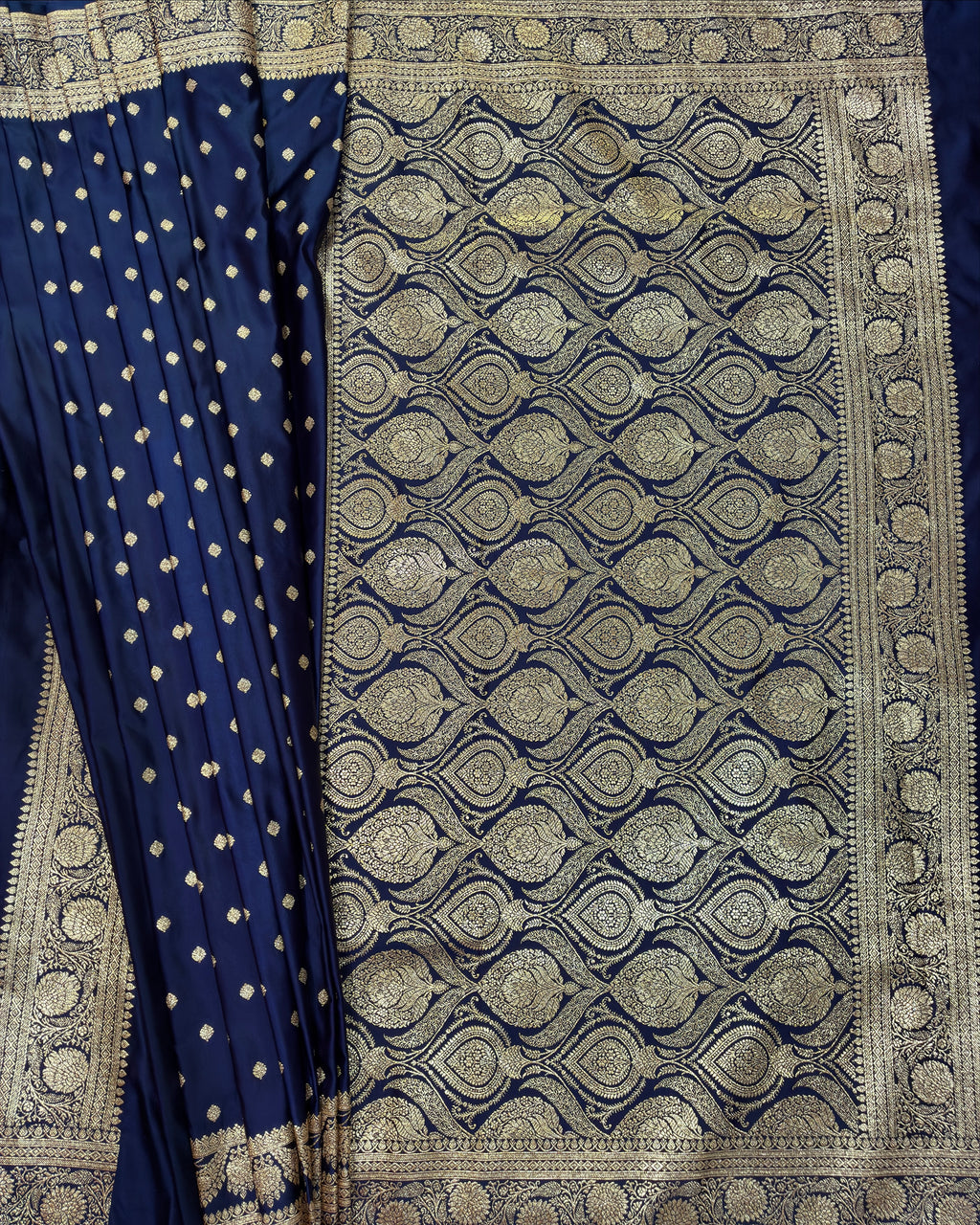 Dark Blue Banarasi Zari Work Saree