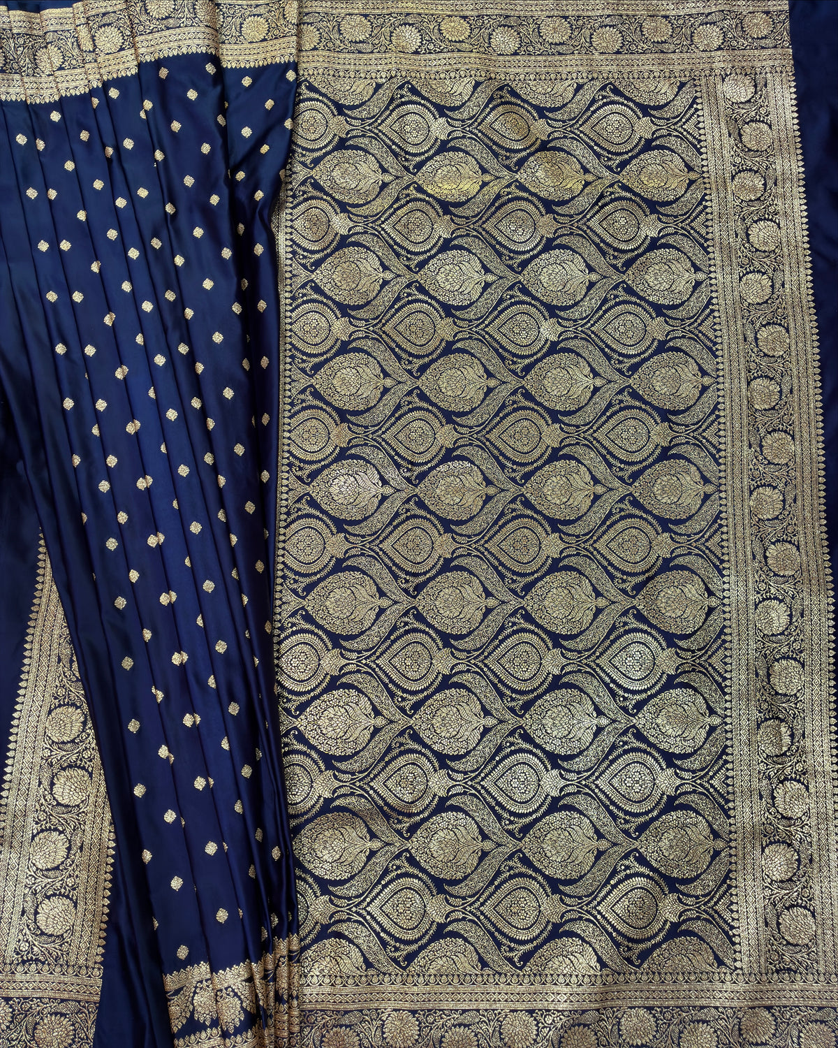 Dark Blue Banarasi Zari Work Saree
