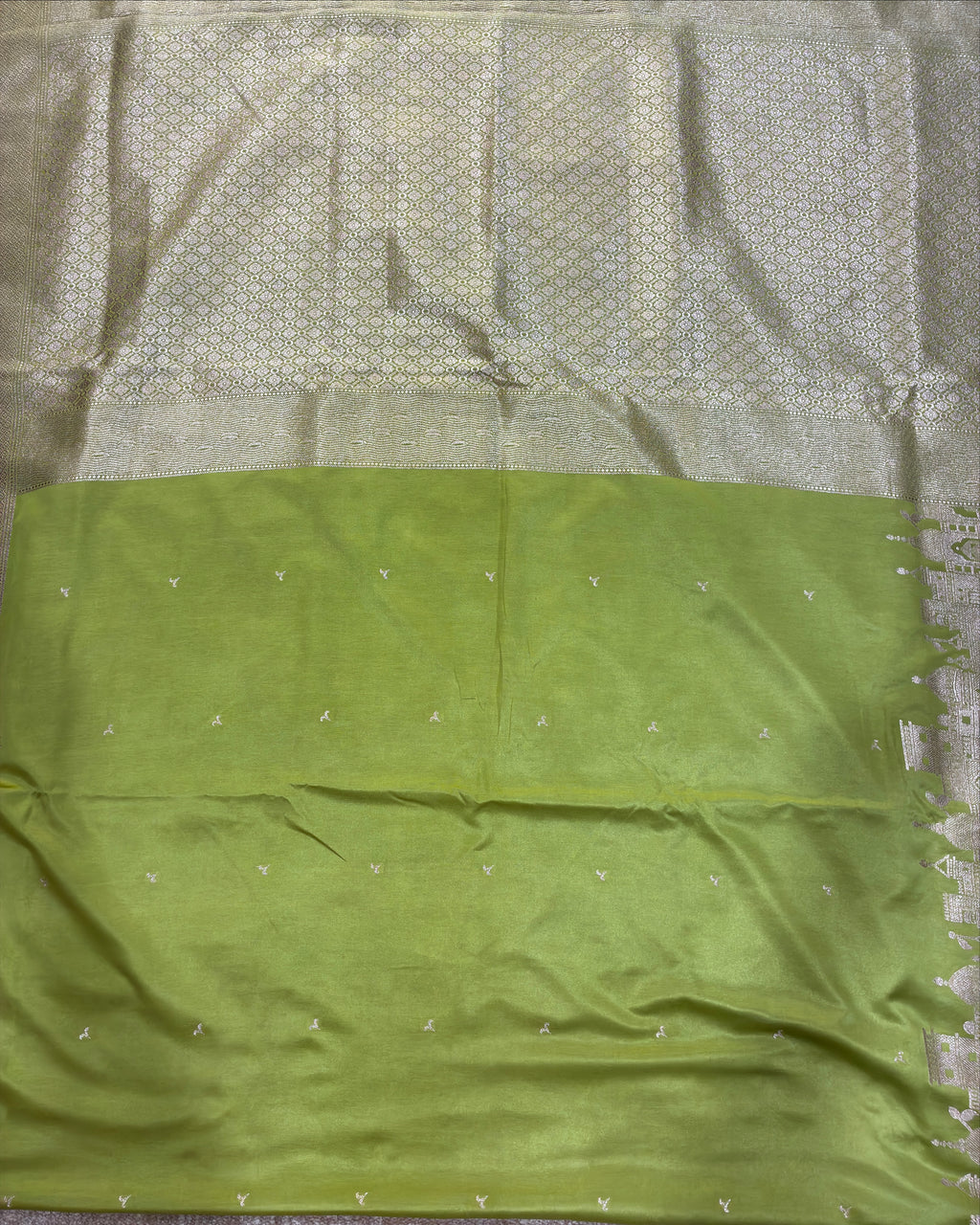 Lemon Green Banarasi Zari Work Saree