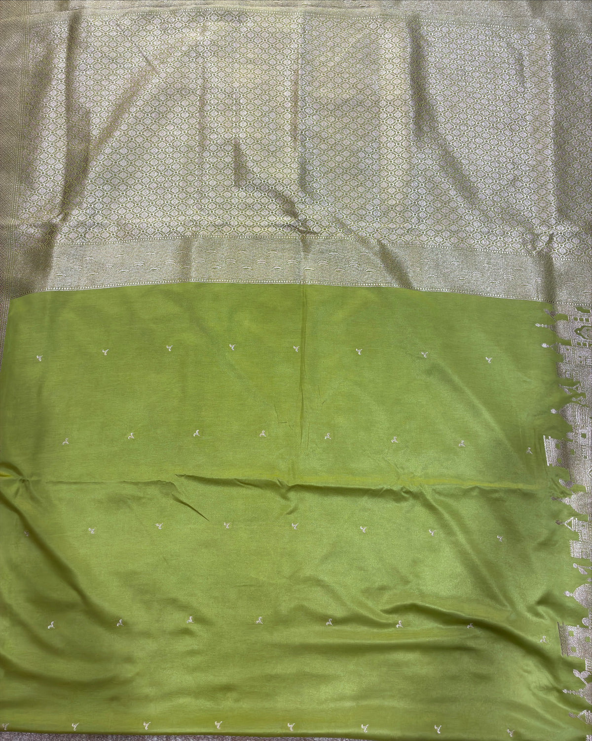 Lemon Green Banarasi Zari Work Saree