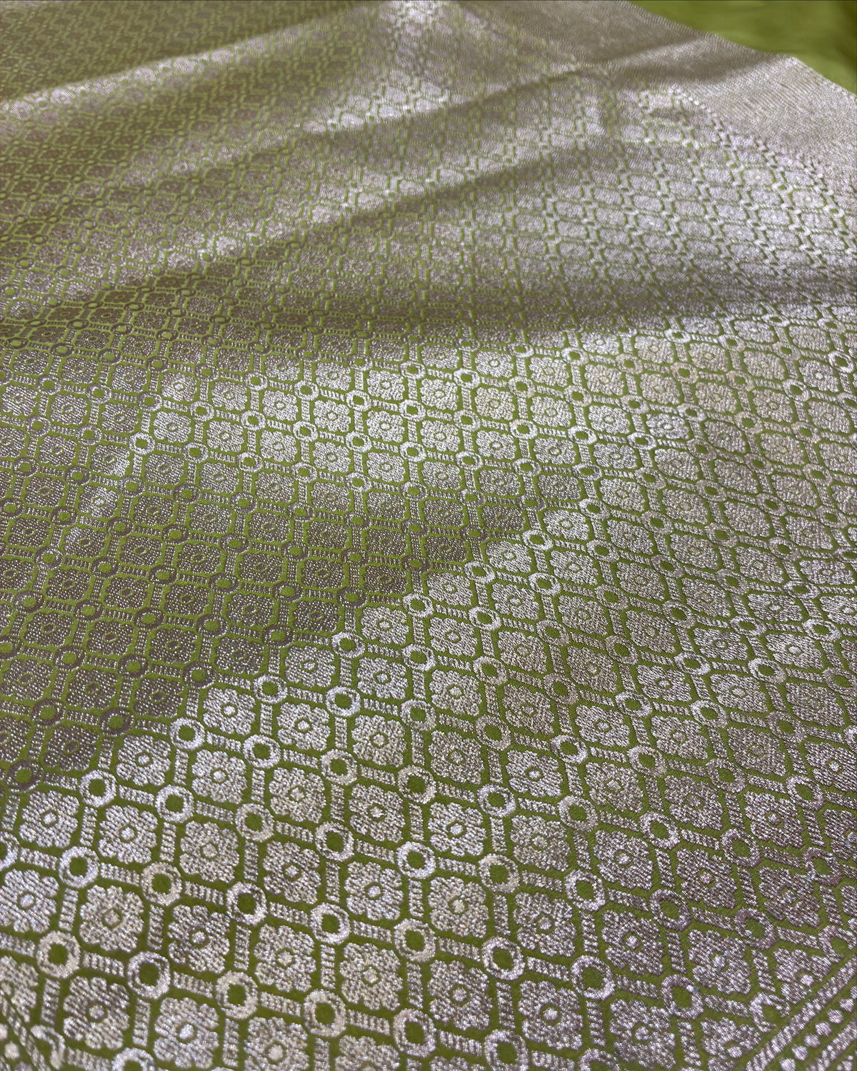 Lemon Green Banarasi Zari Work Saree