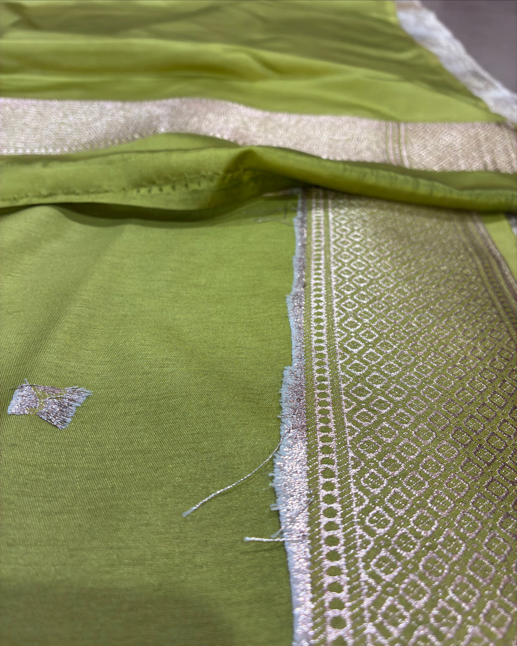 Lemon Green Banarasi Zari Work Saree