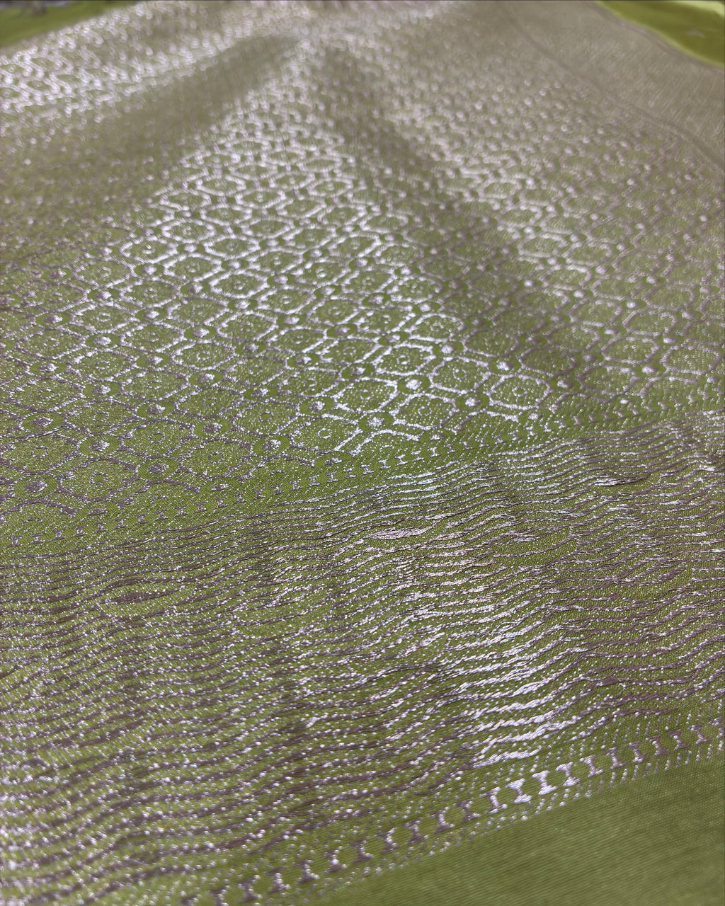 Lemon Green Banarasi Zari Work Saree