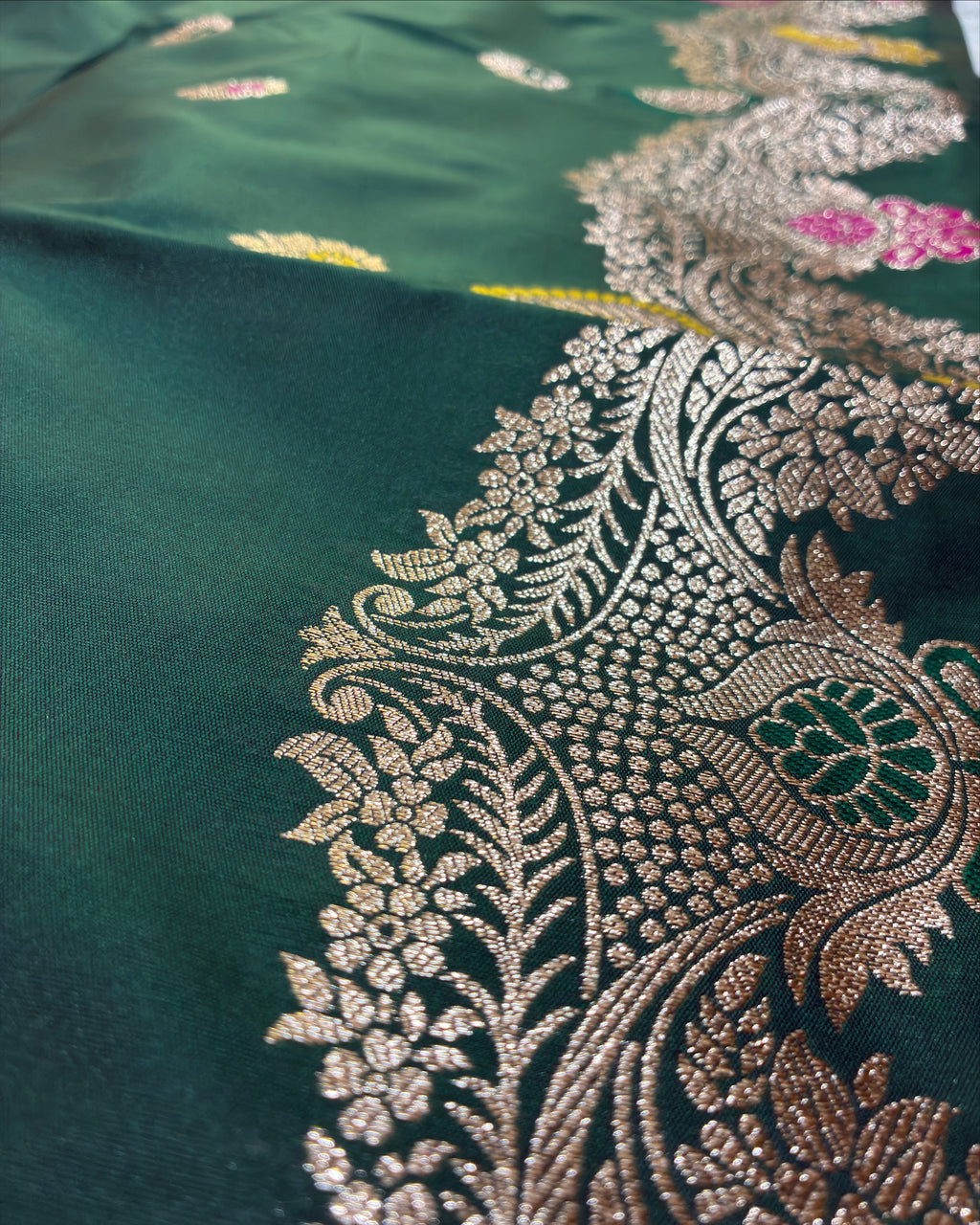 Dark Green Zari Silk Saree