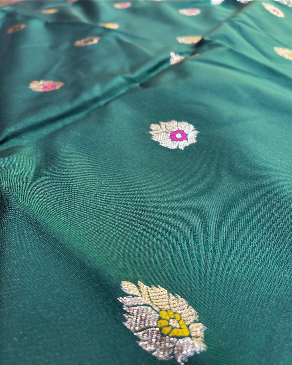 Dark Green Zari Silk Saree
