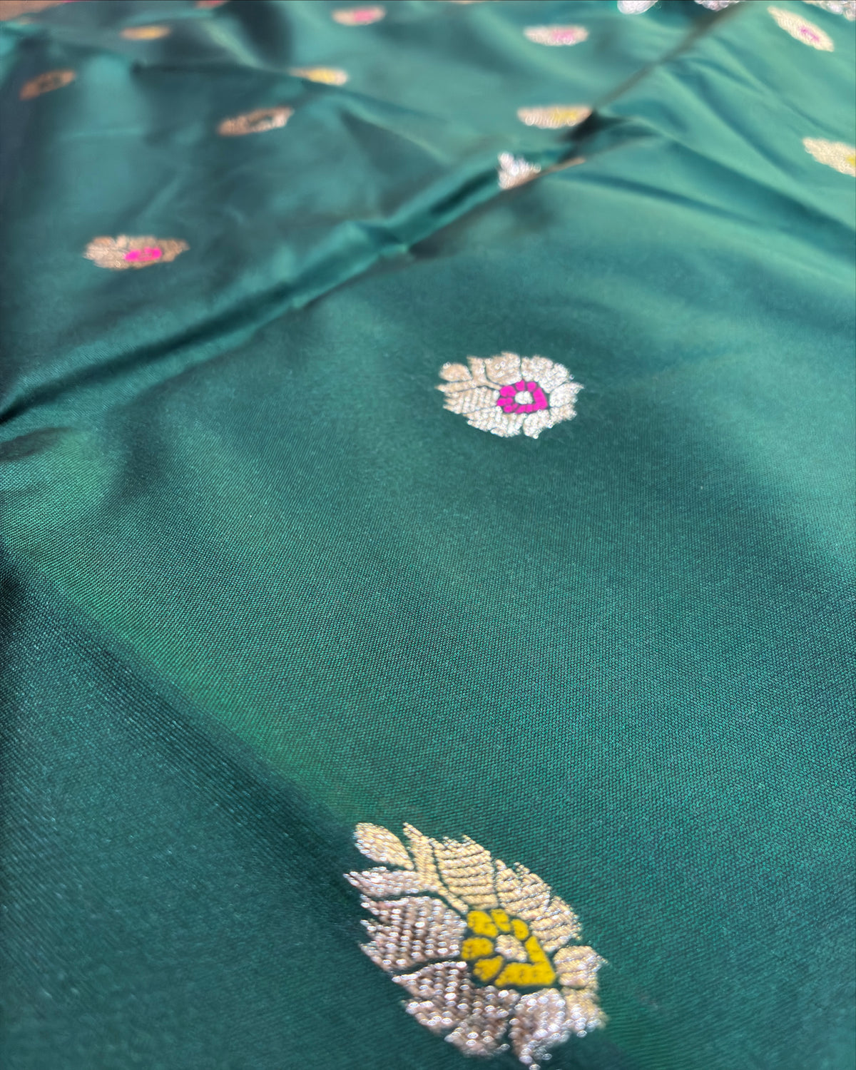 Dark Green Zari Silk Saree