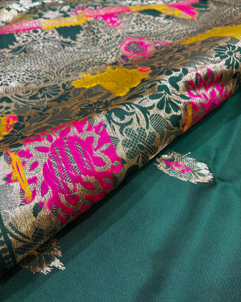 Dark Green Zari Silk Saree
