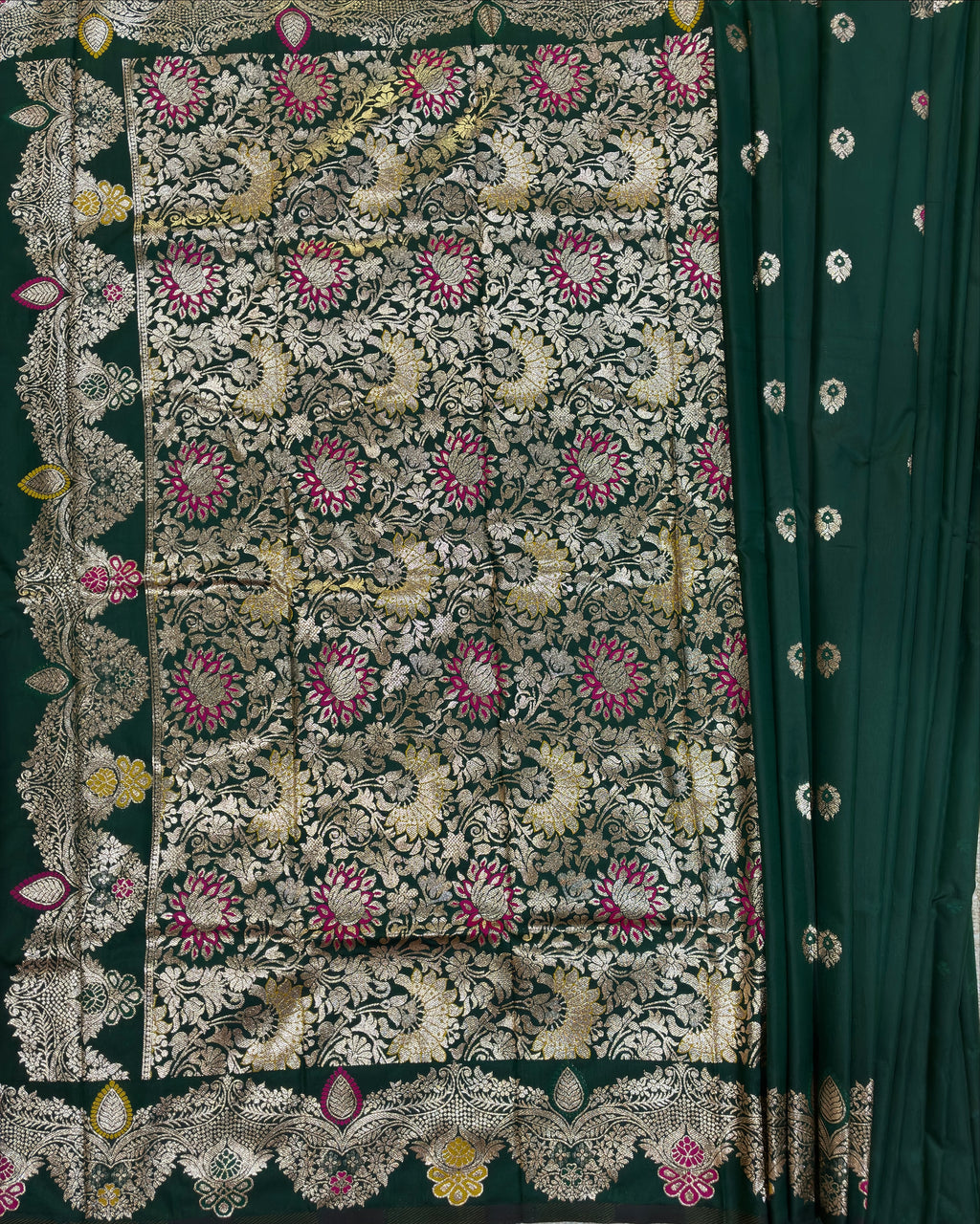 Dark Green Zari Silk Saree