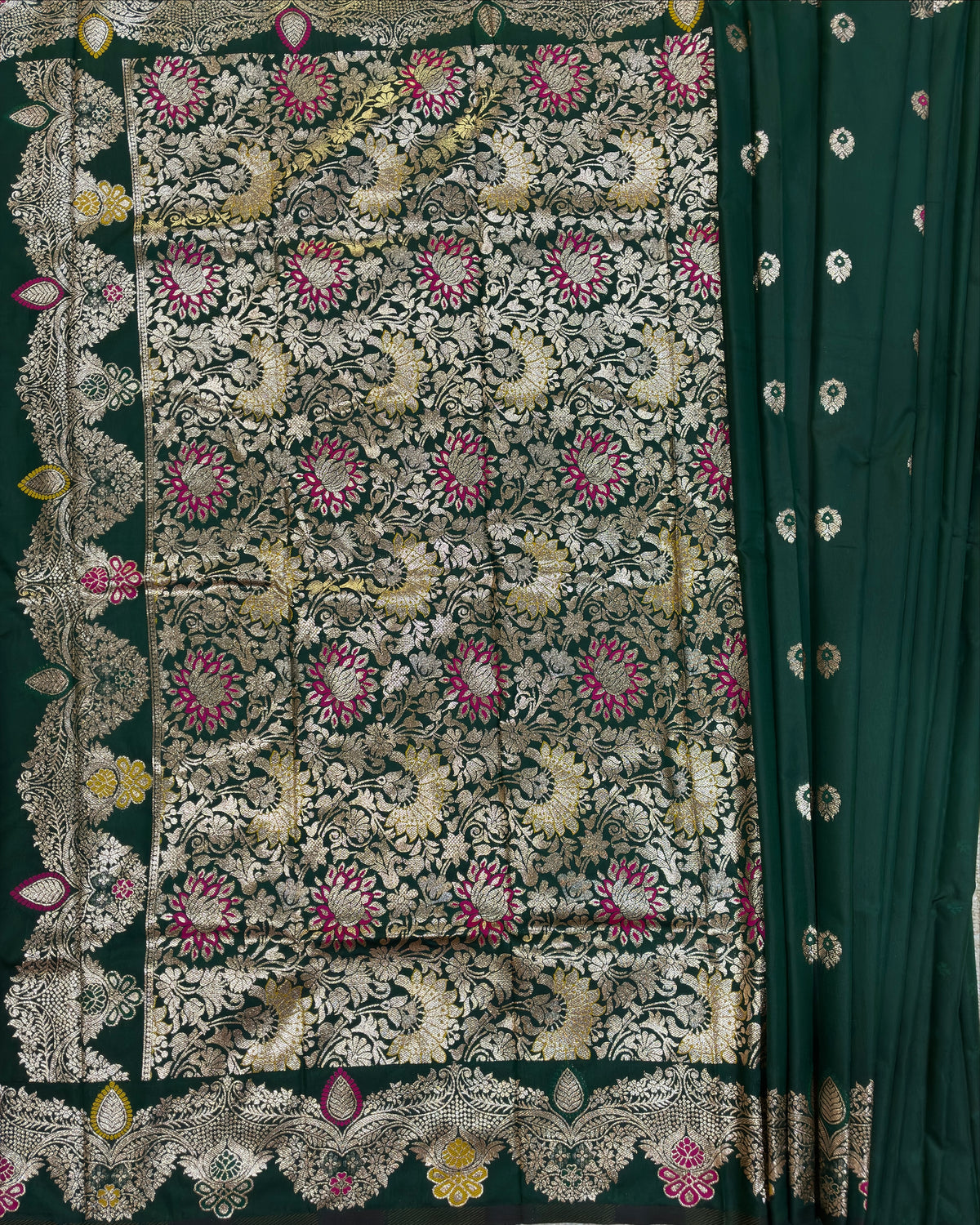Dark Green Zari Silk Saree