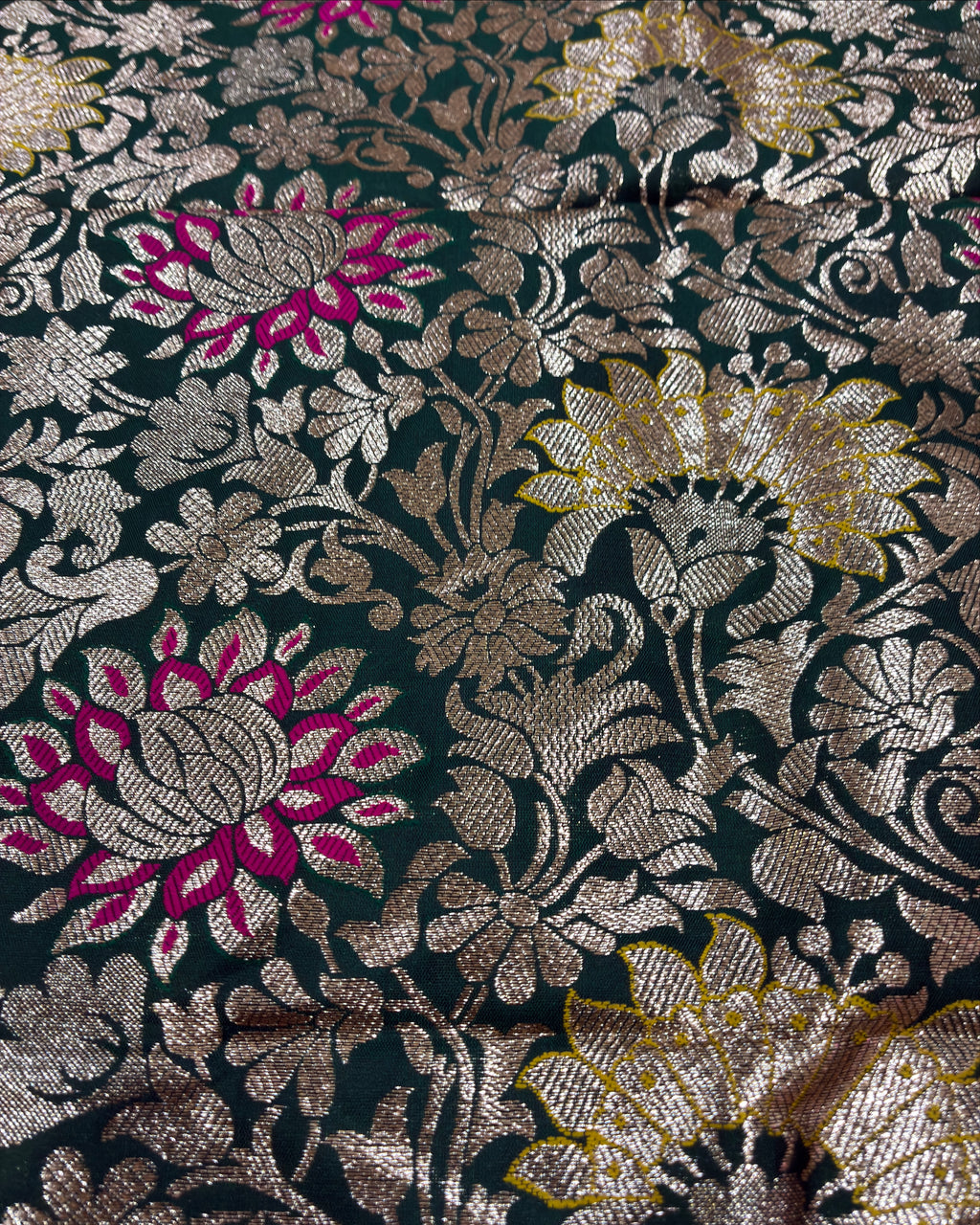 Dark Green Zari Silk Saree