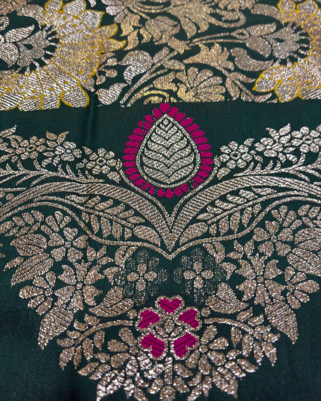 Dark Green Zari Silk Saree