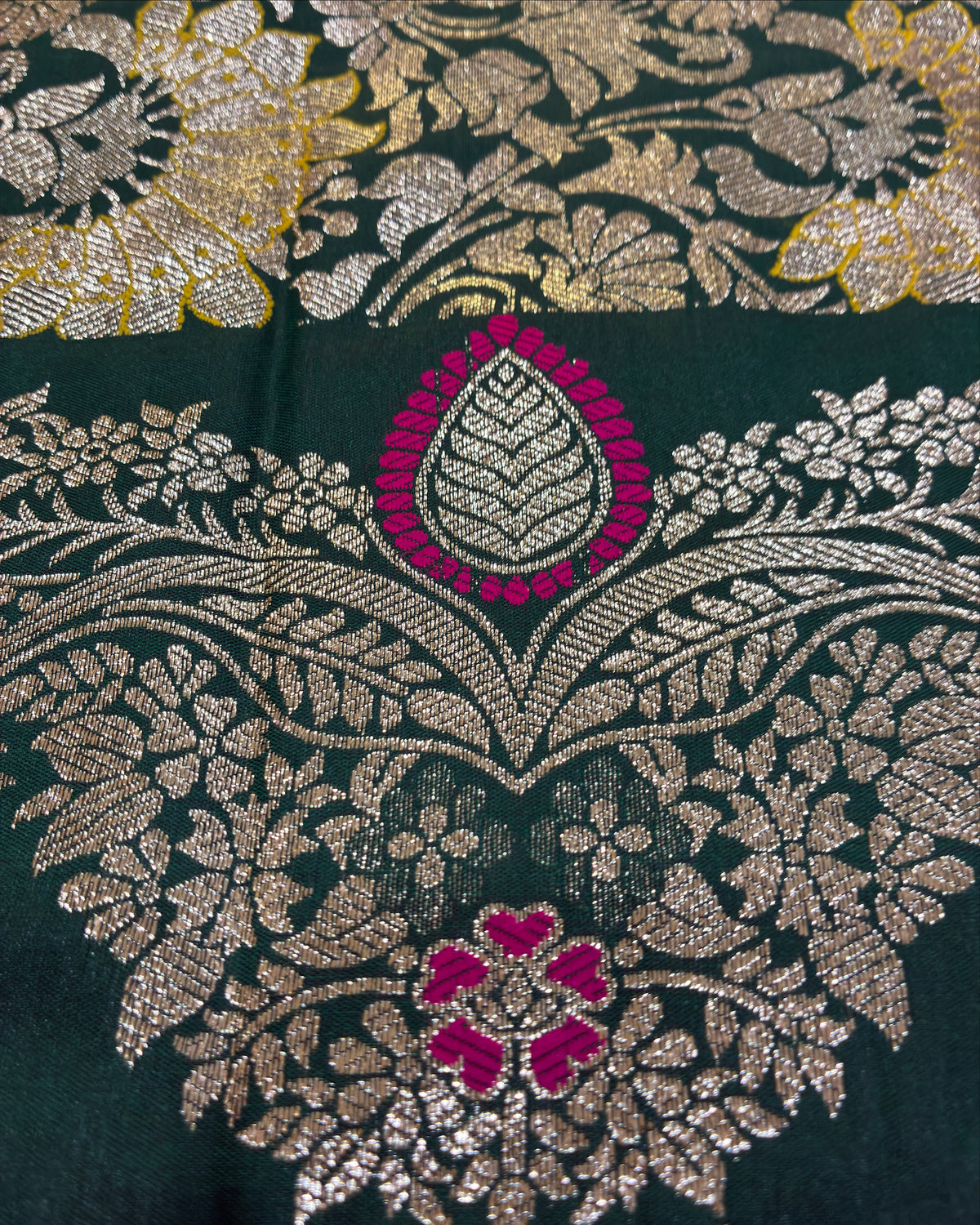Dark Green Zari Silk Saree