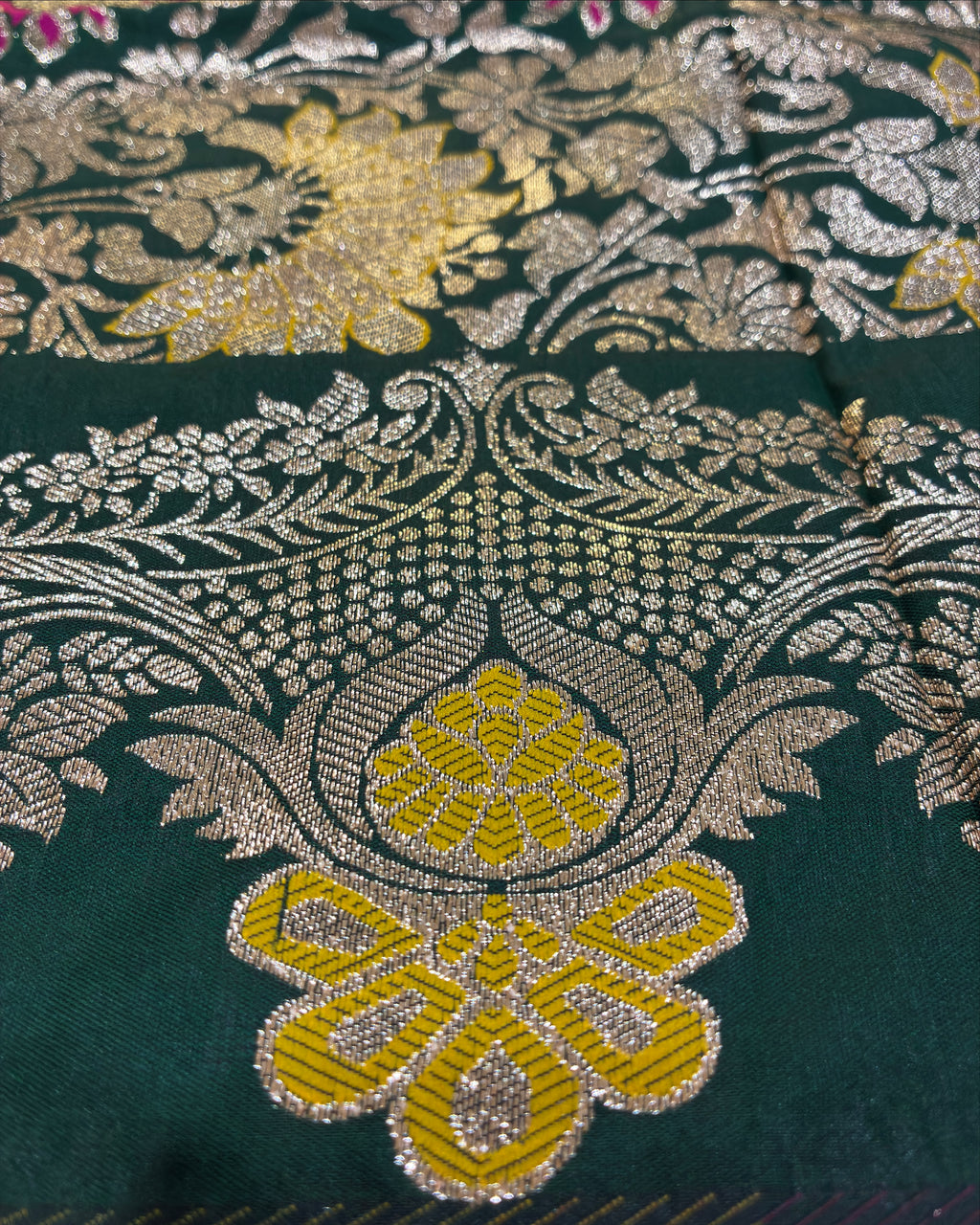 Dark Green Zari Silk Saree