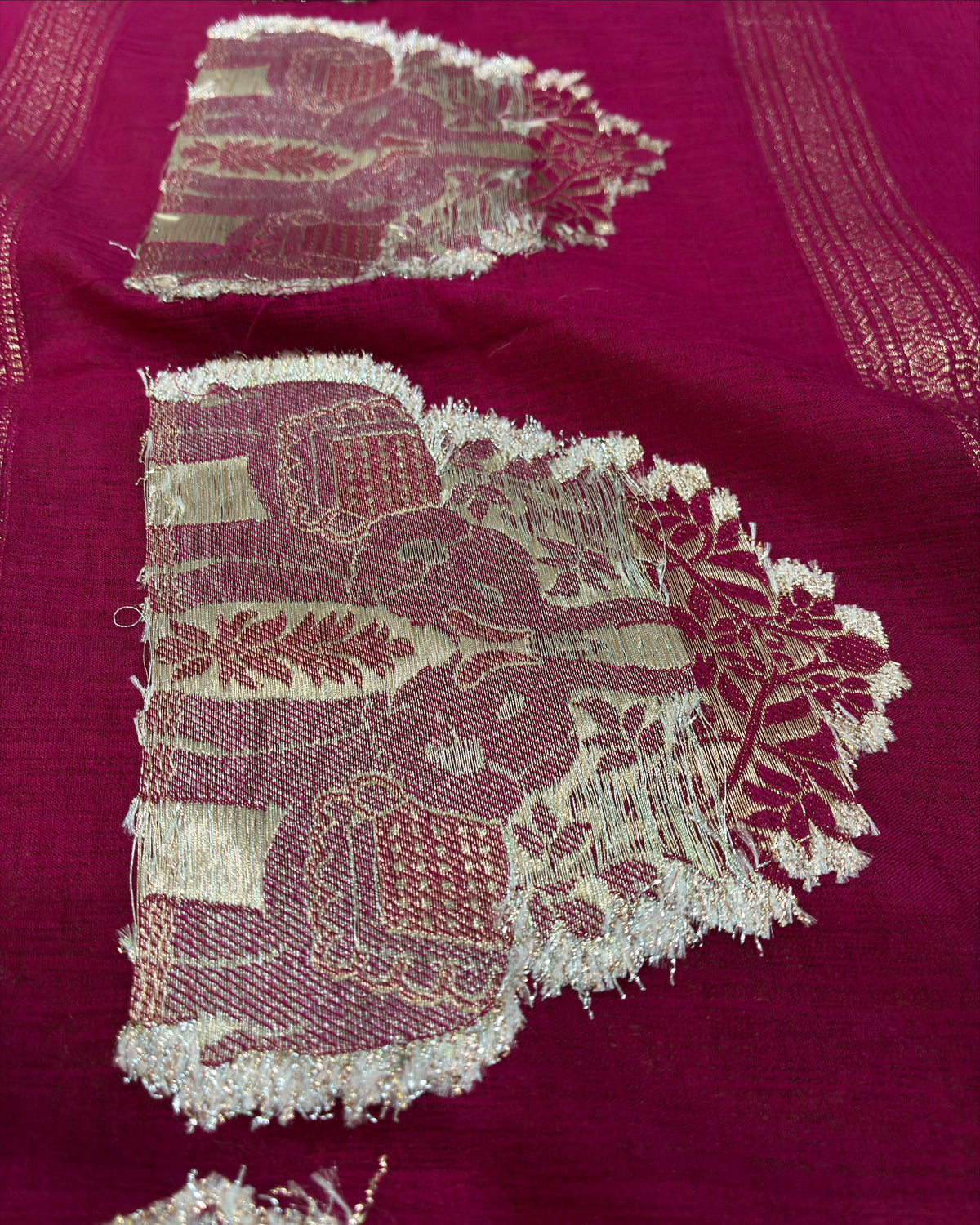 Elephant Boarder Magenta Silk Saree