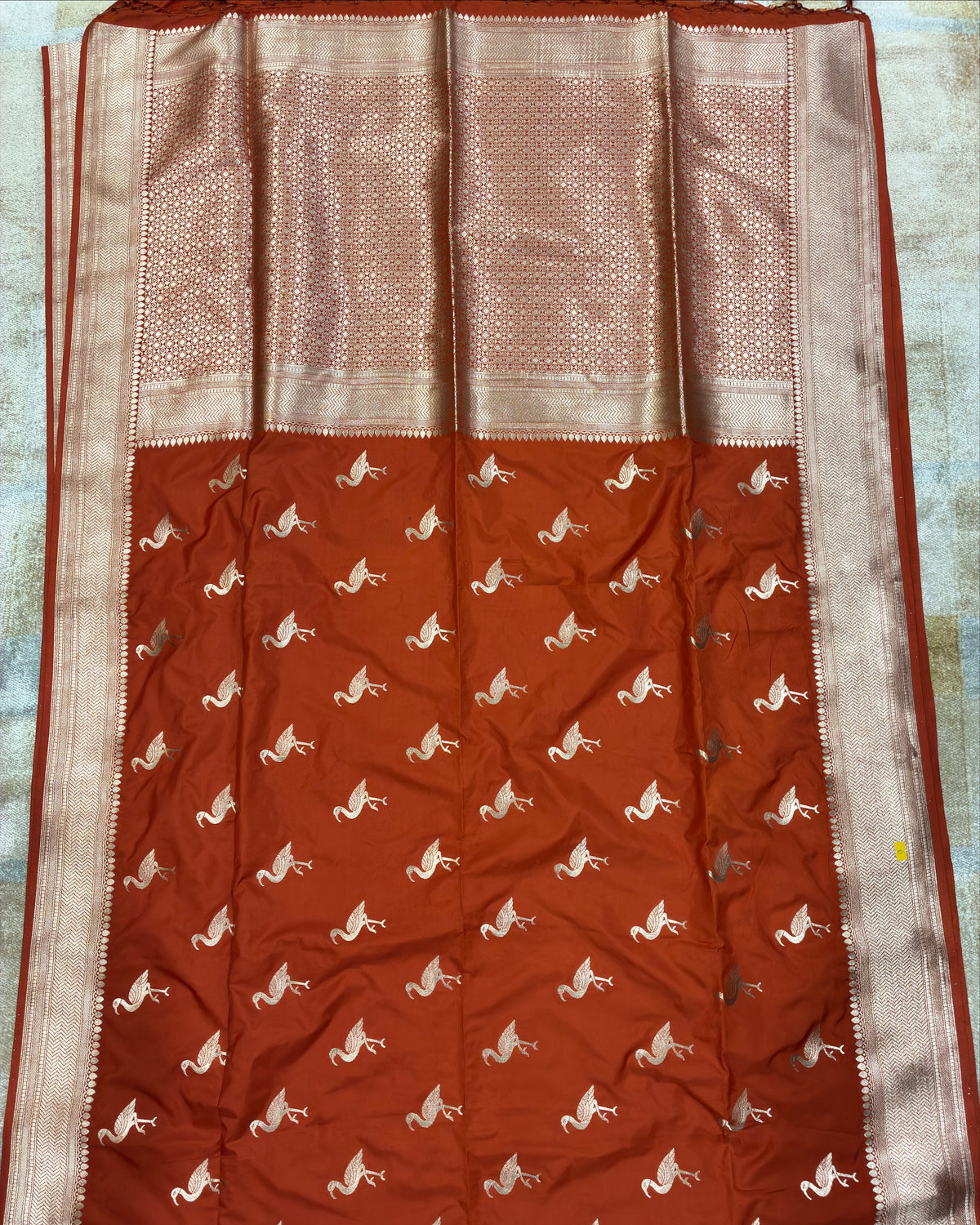 Swan Terracotta Orange Silk Saree
