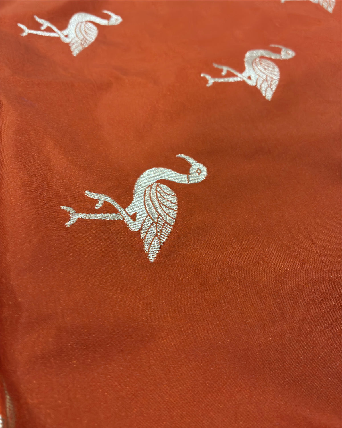 Swan Terracotta Orange Silk Saree