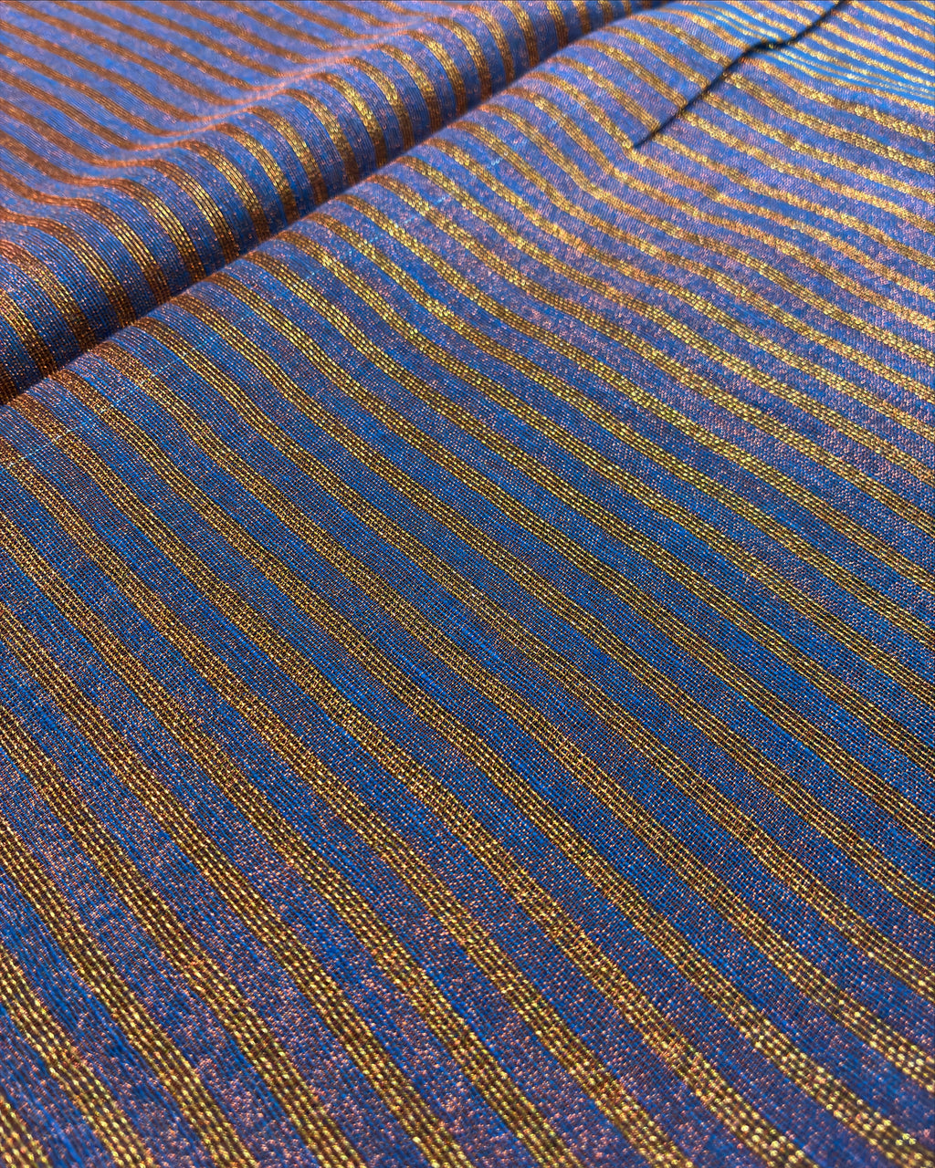 Periwinkle Blue Linen Tissue Saree with Gold Pallu
