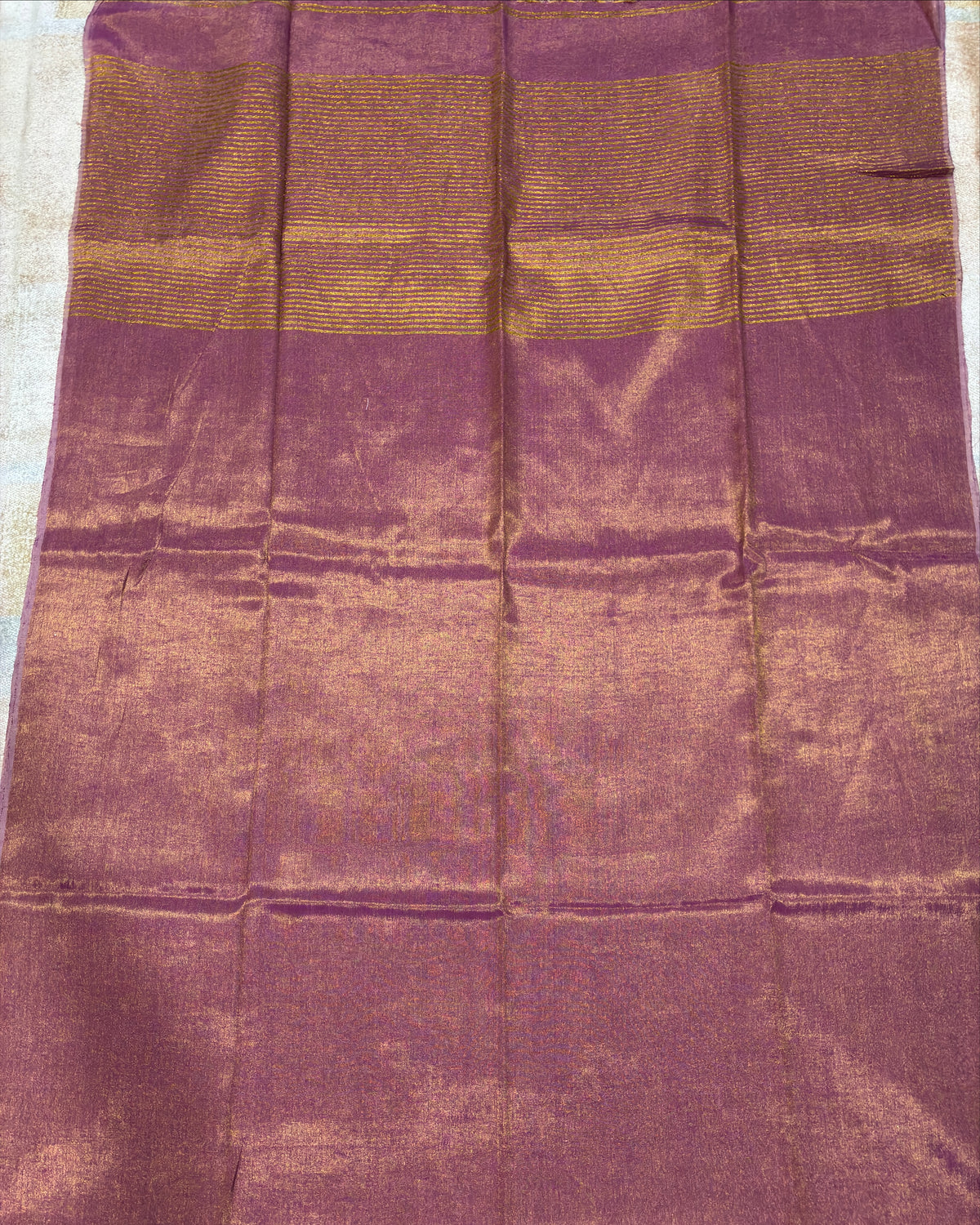 Mauve Purple Linen Tissue Saree with Gold Pallu