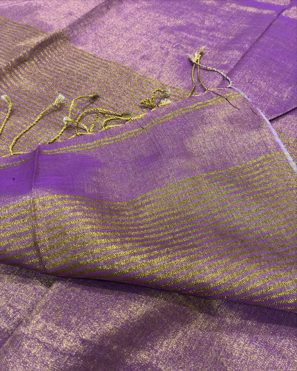 Mauve Purple Linen Tissue Saree with Gold Pallu